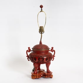 Cinnabar Style Censer Converted to Lamp