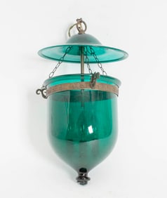 Emerald Green Glass Hanging Lantern