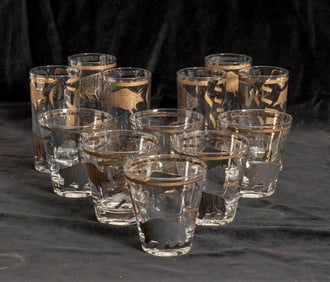 Bull and Bear Market Mid Century Cocktail Glasses