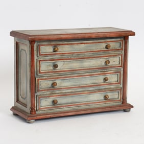 Painted Wood Miniature Jewelry Chest