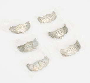 Set of Pewter Decanter Labels by The Stieff Company