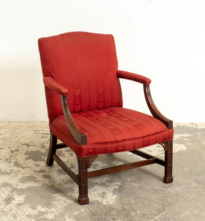 George III Style Armchair: . (38" h x 27 1/2" w x 26" d Seat to floor 15 1/2" h) Scratches and dings, needs dusting