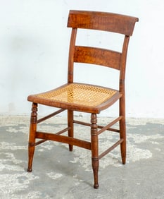 American Figured Maple and Caned Side Chair