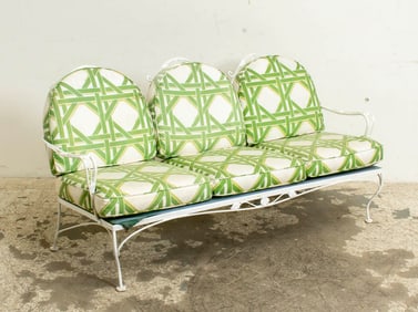 White Painted Metal Settee