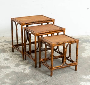 Set of Three Bamboo Nesting Tables