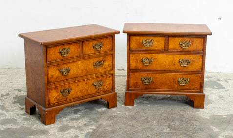 Pair of Burl Walnut Bedside Chests