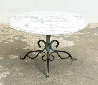 Wrought Iron Marble Top Low Table