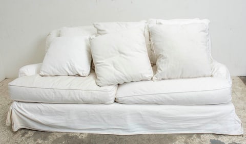 Cream Slipcovered Sofa