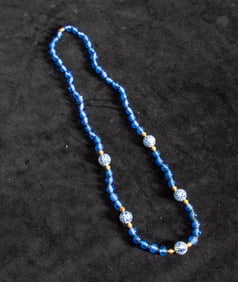 Chinese Style Blue Beaded Necklace