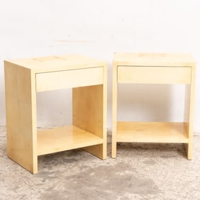 Pair of Parchment Clad Bedside Tables