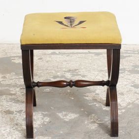 Neoclassical Style Mahogany X-Form Curule Stool