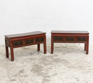 Pair of Asian Style Painted Low Tables