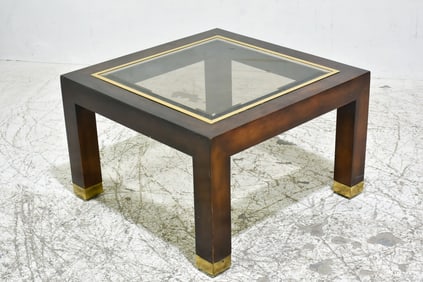 Stained Wood Glass Insert Low Table