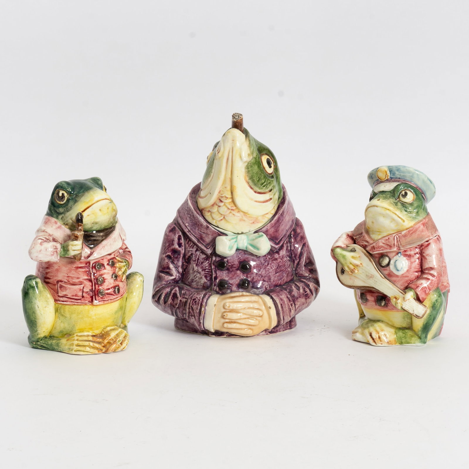 Group of Three Continental Majolica Figural Humidors (1 of 7)