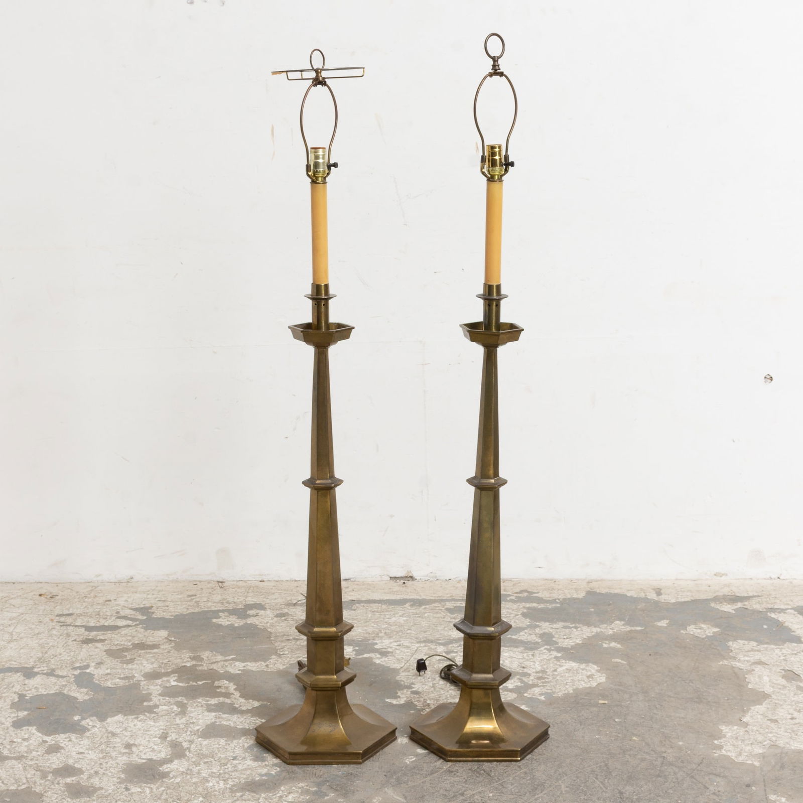 Pair of Brass Column Form Floor Lamp (1 of 5)