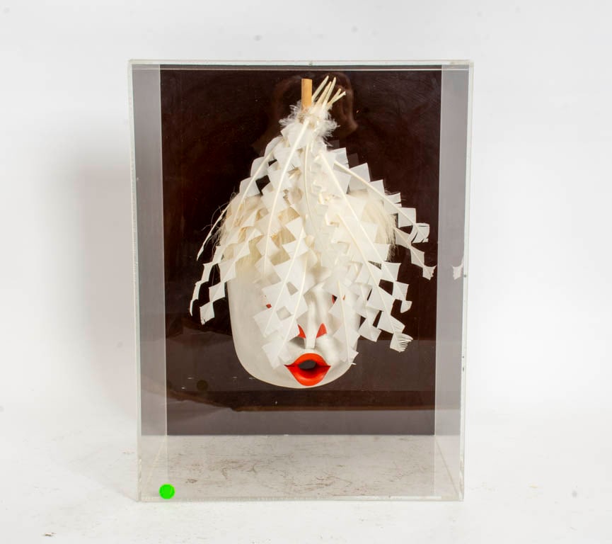 Pookmis Mask: In acrylic display box (Display box 20 3/4" h x 15 1/2" w x 11 1/2' d)