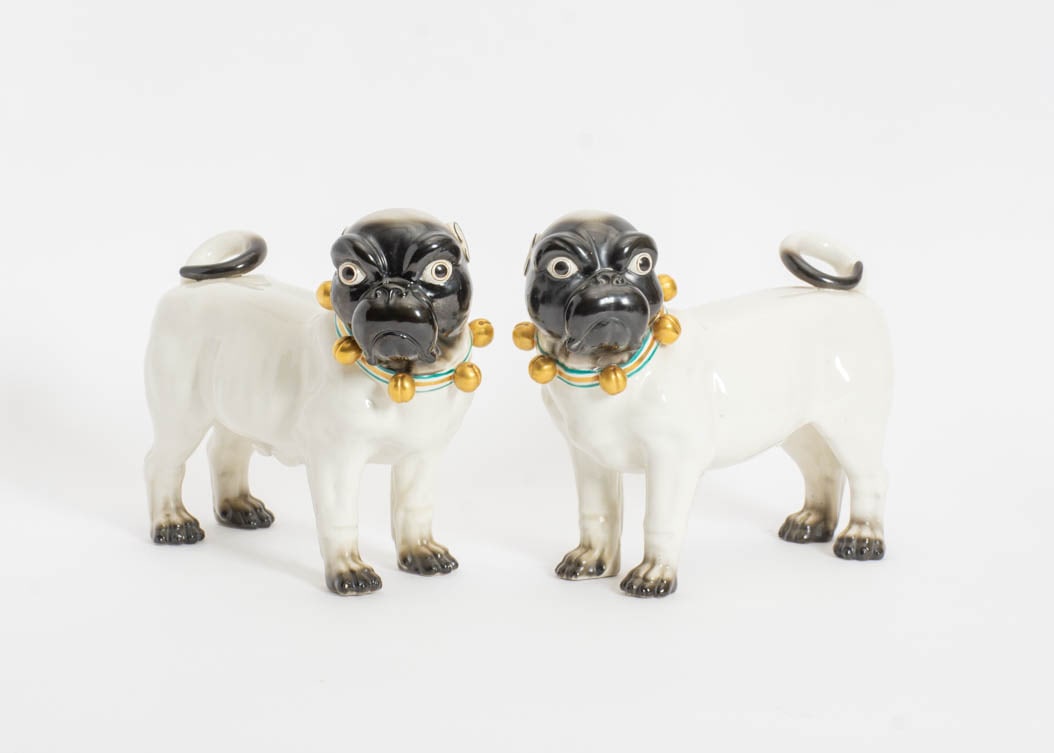 Pair of Porcelain Pugs (1 of 4)