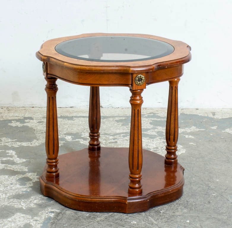 Mahogany Glass Insert Side Table (1 of 4)