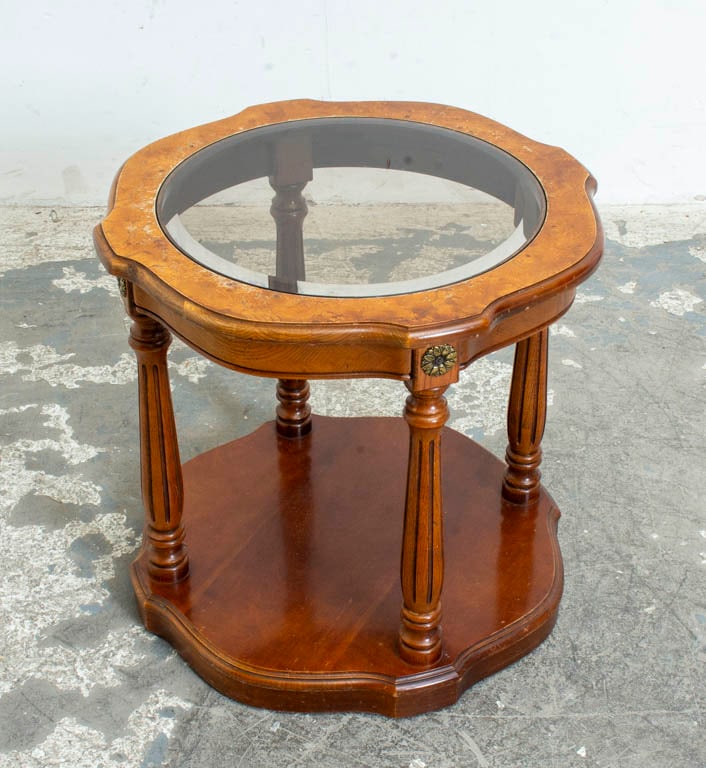 Mahogany Glass Insert Side Table - 3