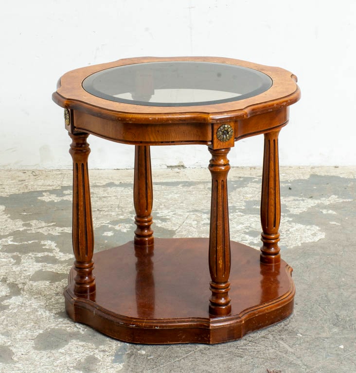 Mahogany Glass Insert Side Table - 4