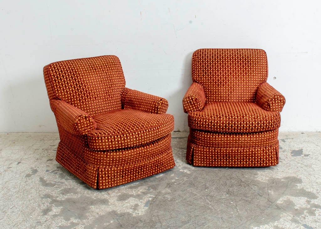 Pair of Upholstered Armchairs with a Basketweave Fabric (1 of 4)