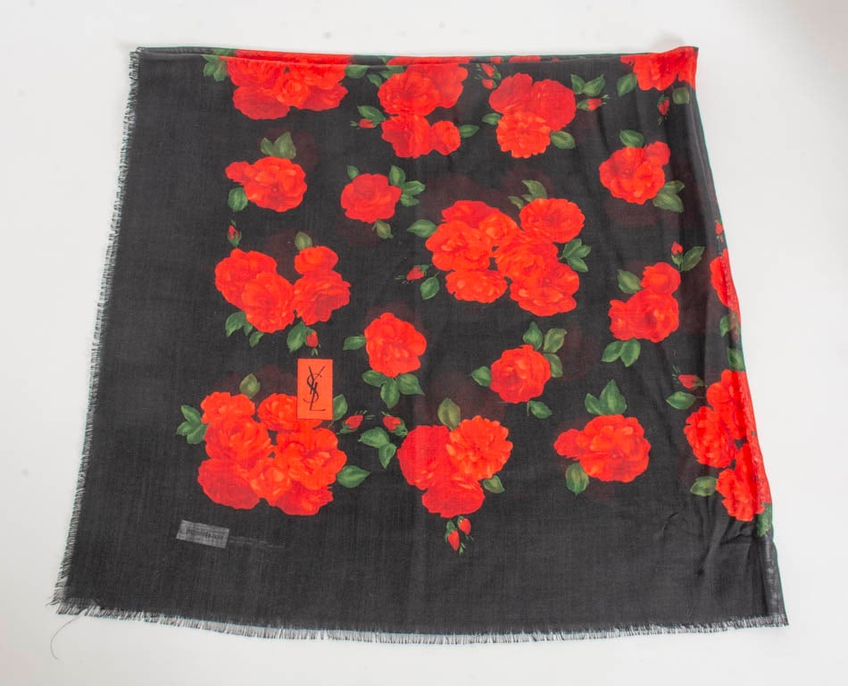 Yves Saint Laurent Rose Pattern Scarf (1 of 4)