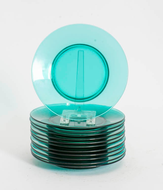 Set of Twelve Emerald Green Glass Salad Plates (1 of 3)