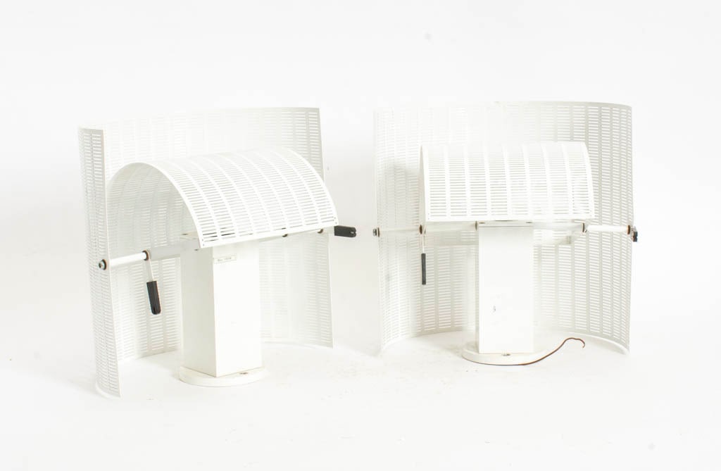 Pair of Mario Botta Shogun Perforated Metal Wall Sconces: For Artemide, 1980s (10" h x 13" w 1 3/4" d)