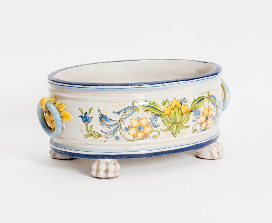 Italian Glazed Ceramic Footed Planter (1 of 7)