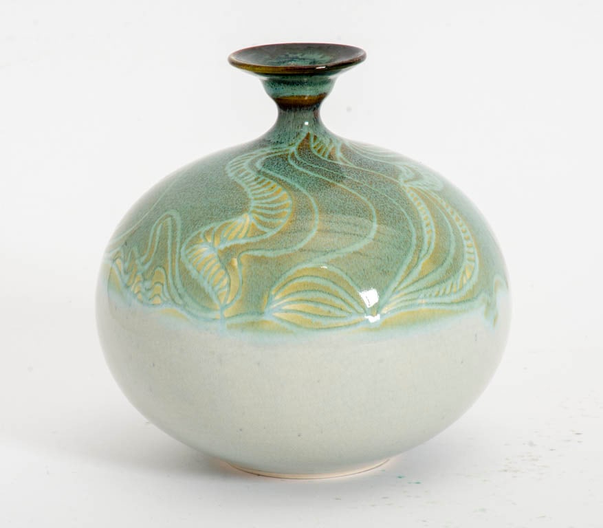 Glazed Ceramic Round Vase - 2