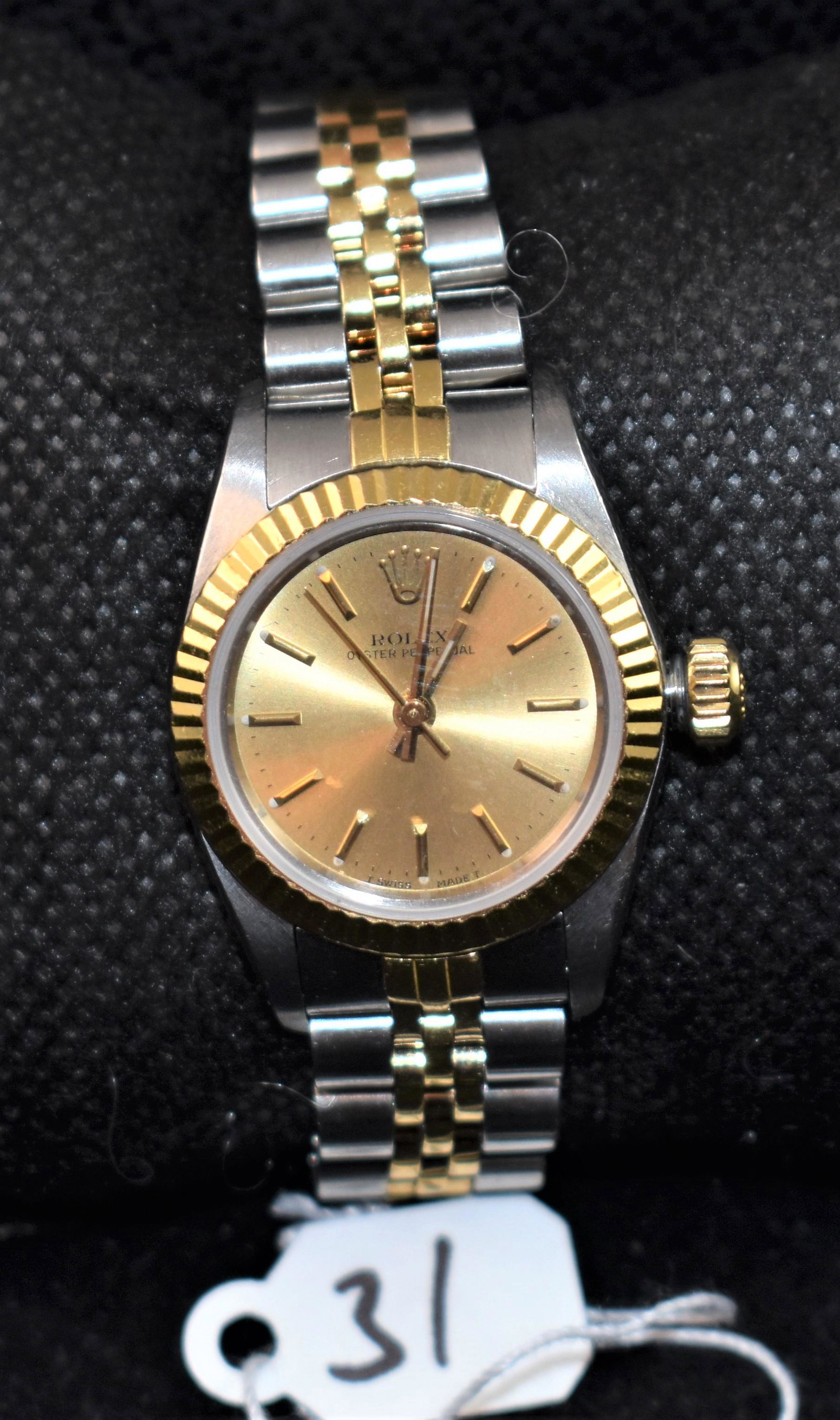 LADIES TWO-TONE 18K ROLEX OYSTER PERPETUAL WATCH (1 of 4)