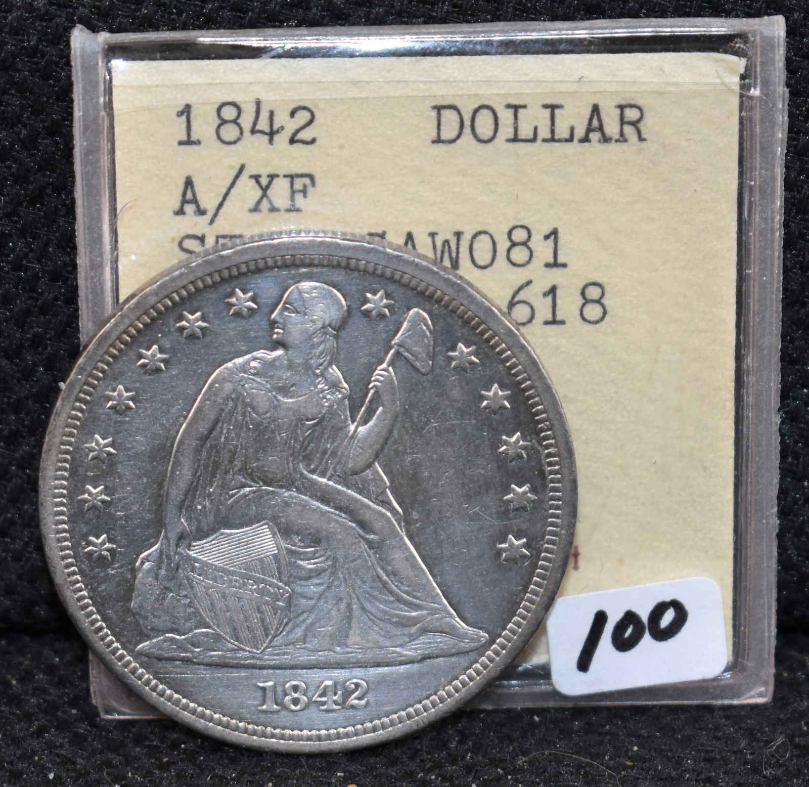 1842 XF SEATED DOLLAR (1 of 2)
