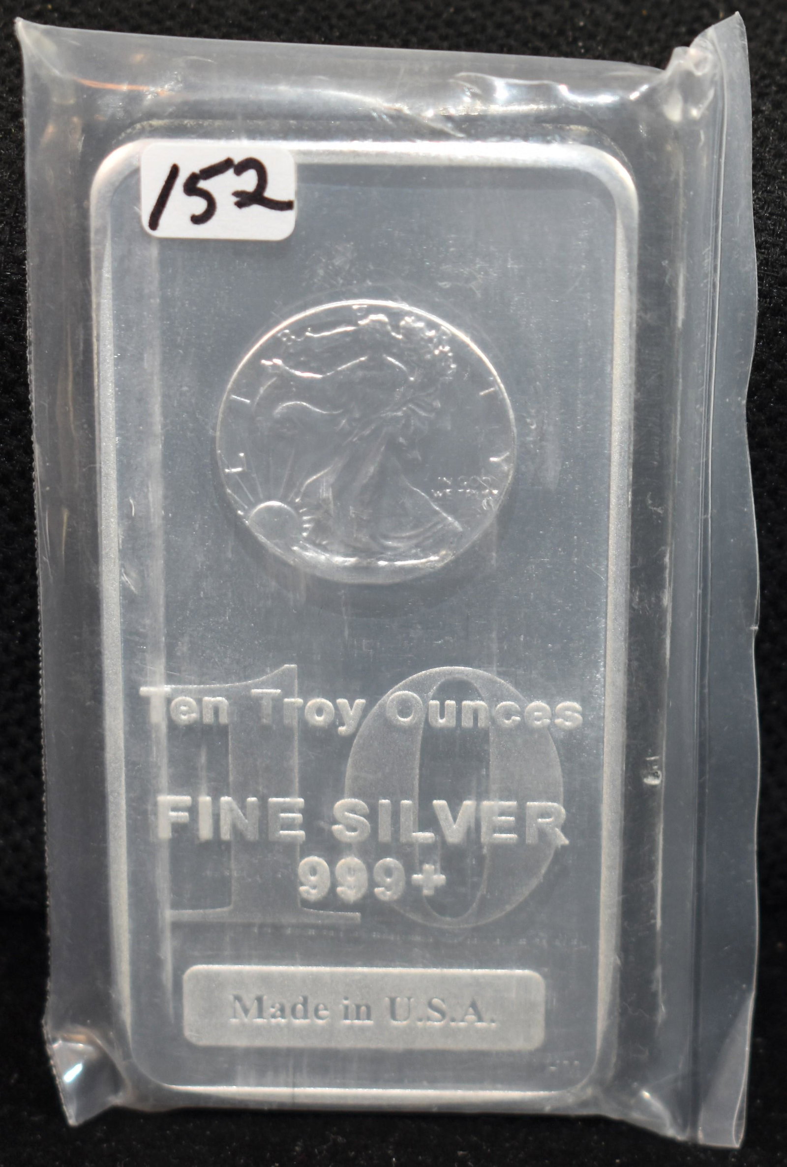 TEN TROY OZ 999+ FINE SILVER INGOT: TEN TROY OZ 999+ FINE SILVER INGOT - STAMPED WITH LIBERTY FROM SAFE DEPOSIT