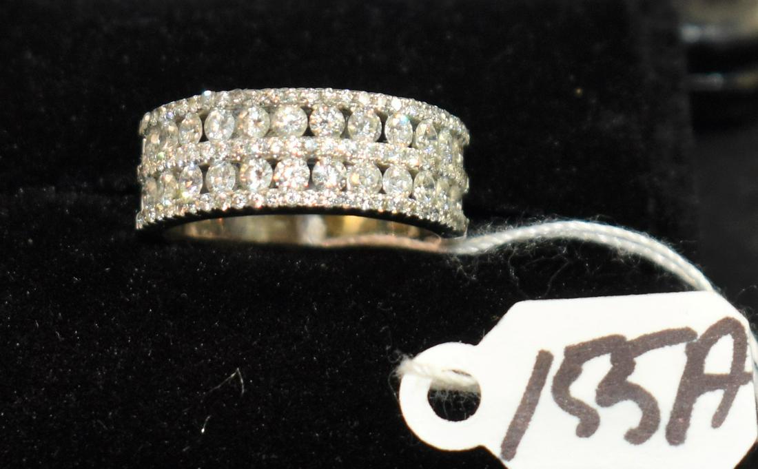 LADIES 2.34CTTW DIAMOND 14K WHITE GOLD RING: 14K WHITE GOLD DIAMOND RING. RING CONTAIN (90) ROUND SINGLE CUT DIAMONDS, BEAD SET MEASURING 1.5MM .01CT - CARAT: .90 TDW - CLARITY: SI2 - COLOR: H-I. (24) ROUND FULL CUT DIAMONDS, CHANNEL SET MEASURI