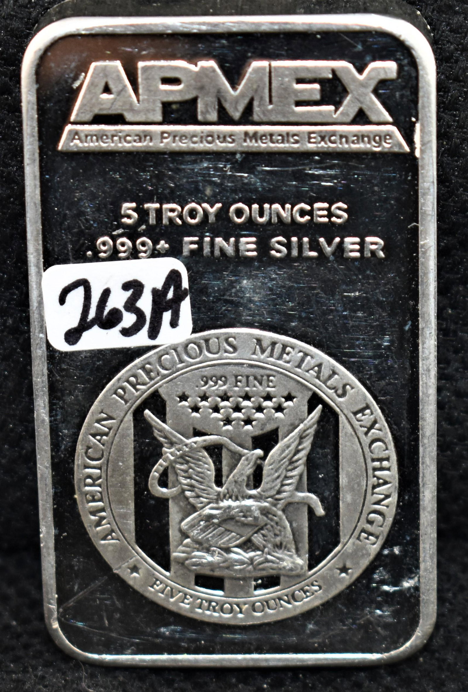 "AMPEX" 5 TROY OZ .999+ FINE SILVER INGOT: "AMPEX" 5 TROY OZ .999+ FINE SILVER INGOT FROM SAFE DEPOSIT