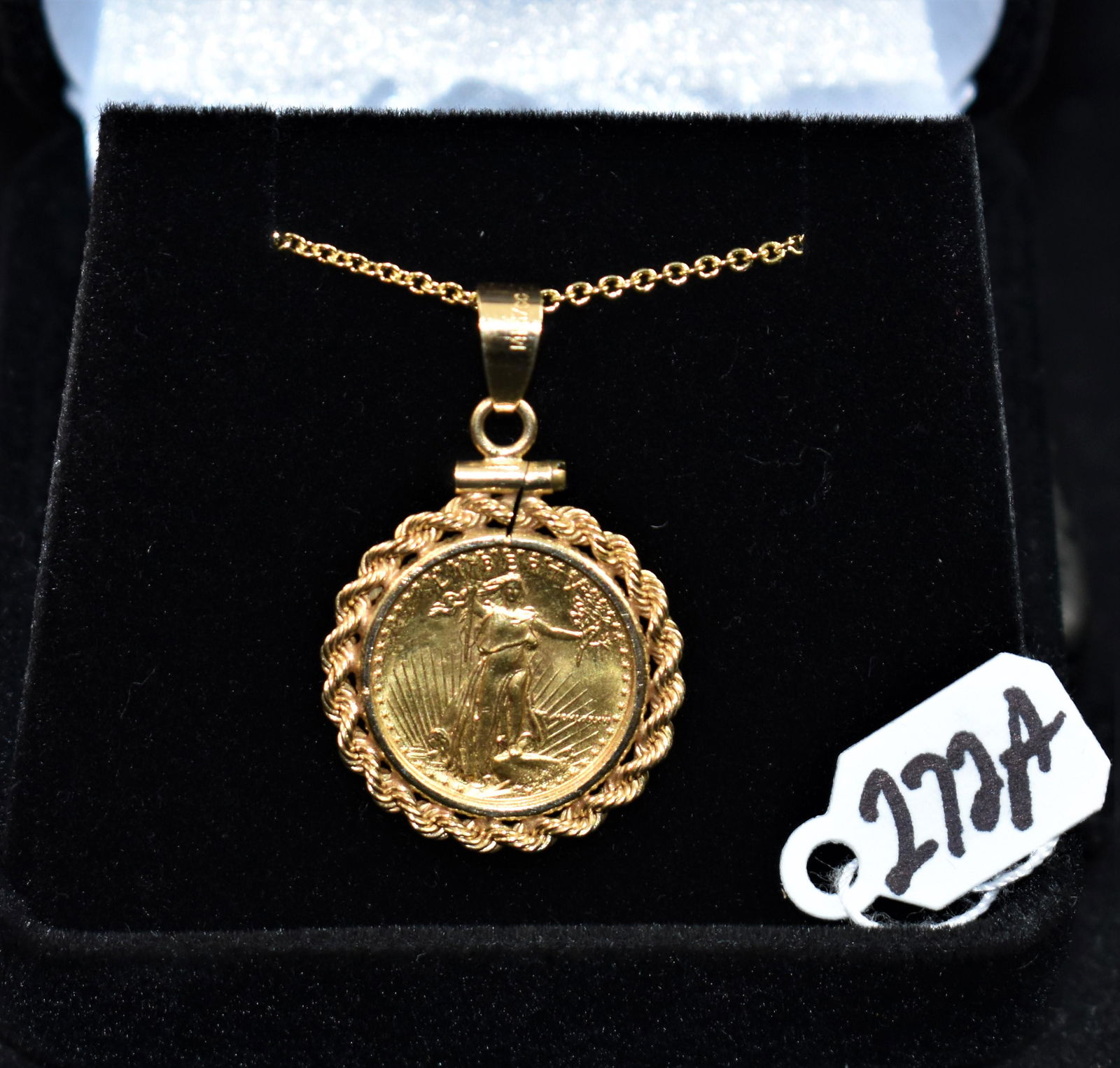 1987 $5 1/10 OZ GOLD EAGLE SET IN 14K ROPE BEZEL (1 of 3)