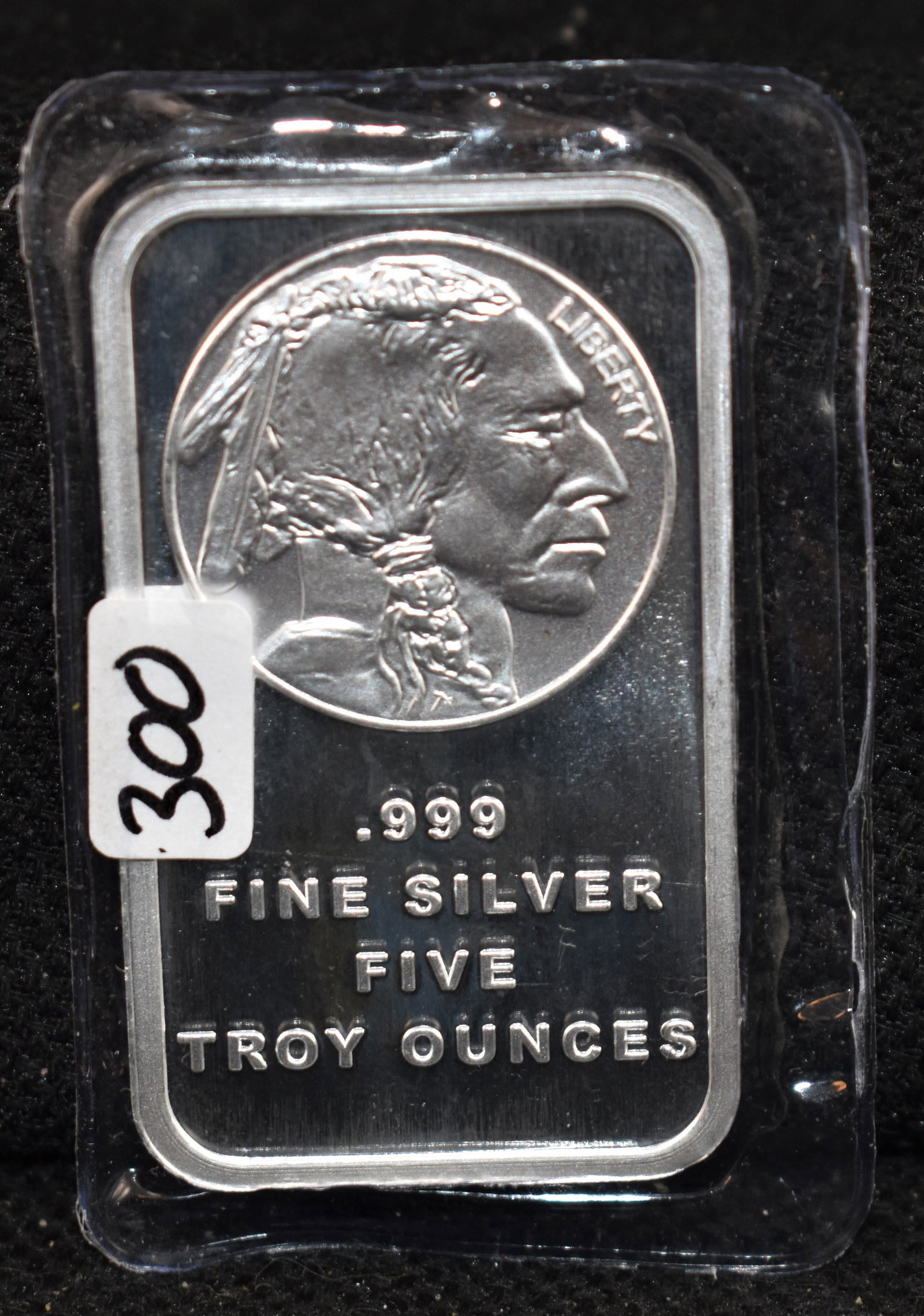 "INDIAN" 5 TROY OZ 999 FINE SILVER INGOT: "INDIAN" 5 TROY OZ 999 FINE SILVER INGOT FROM SAFE DEPOSIT