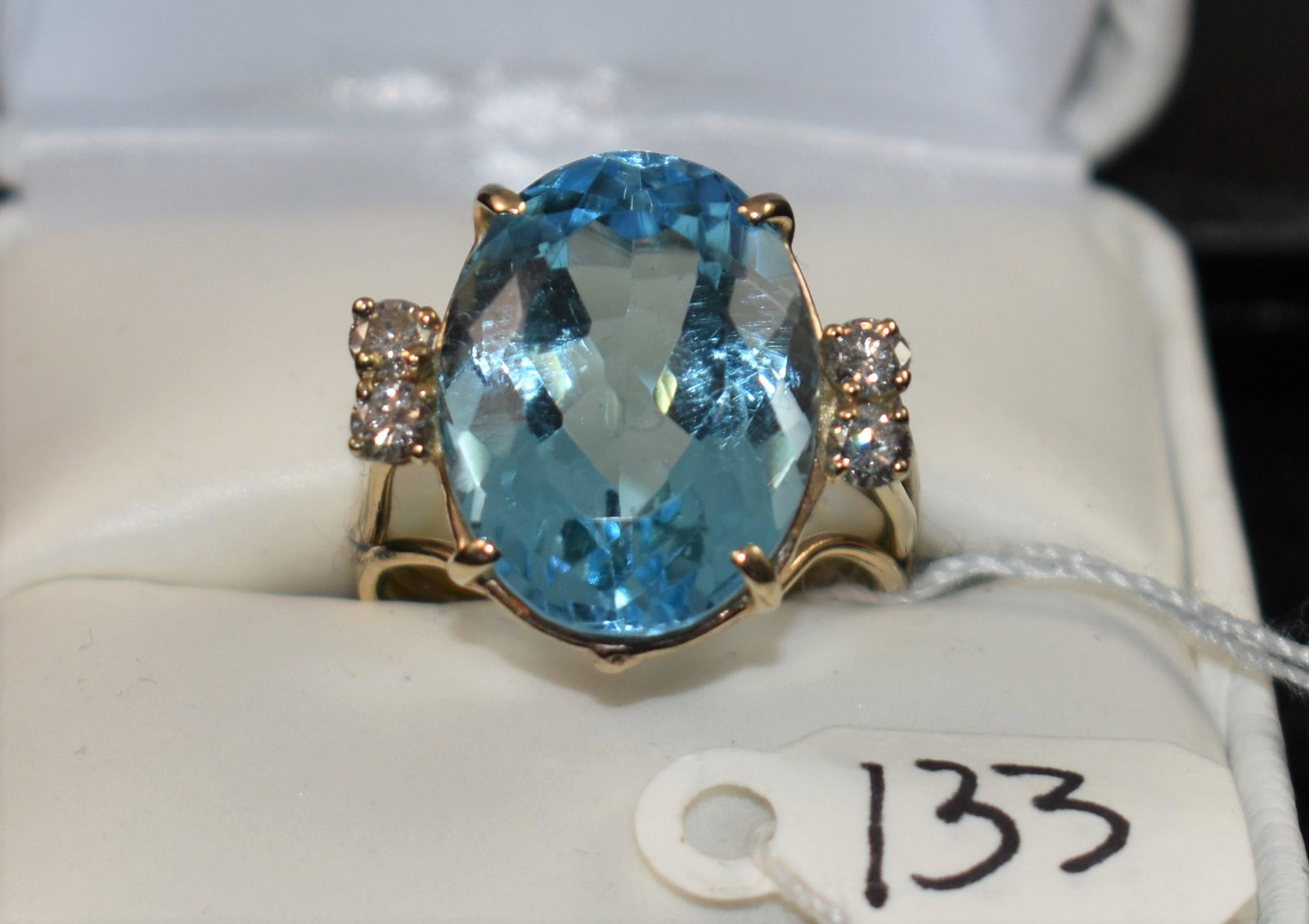 LADIES 14.37CTTW BLUE TOPAZ & DIAMOND 14K RING (1 of 4)