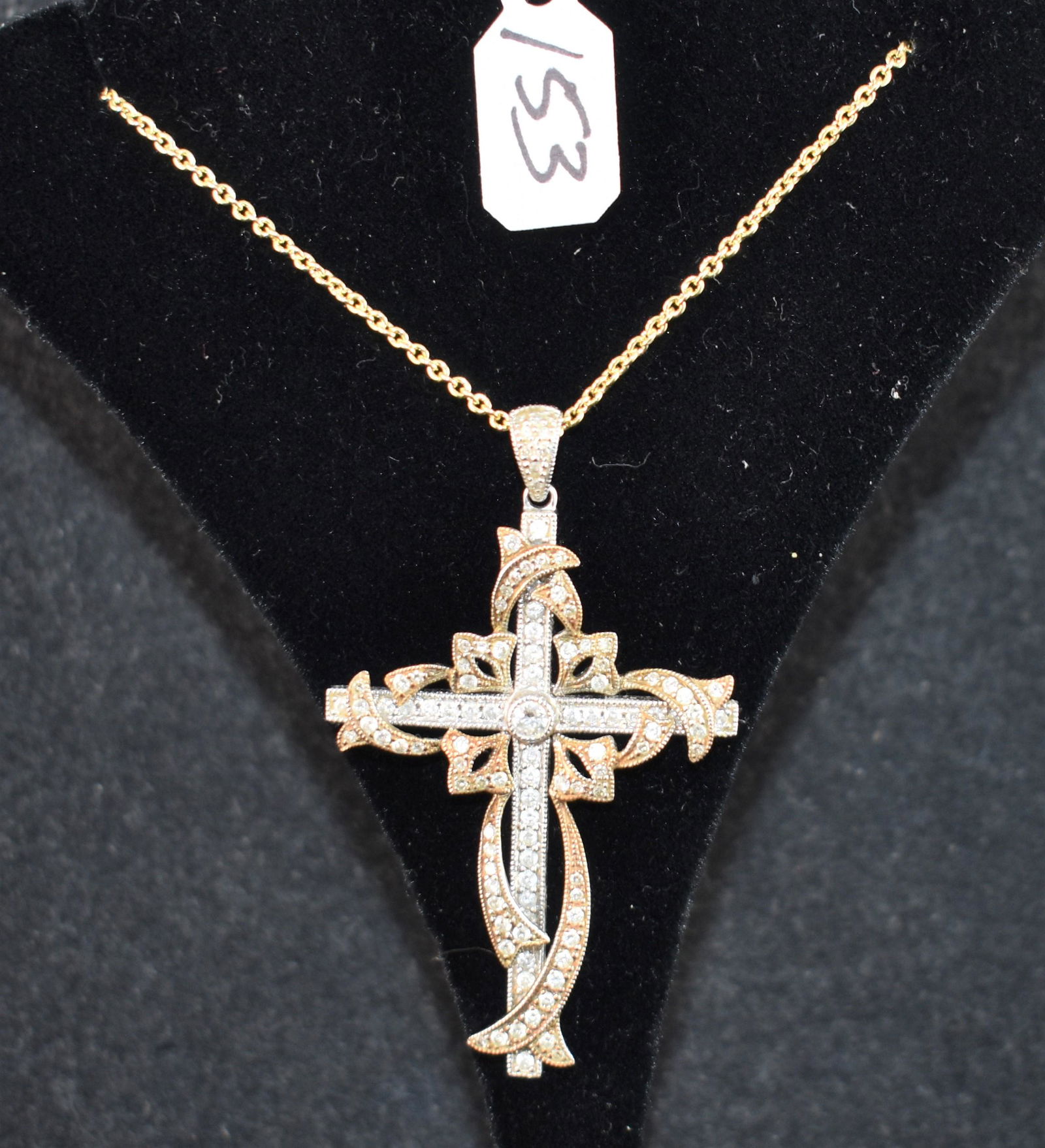 1.60CTTW DIAMOND 14K GOLD CROSS PENDANT (1 of 3)