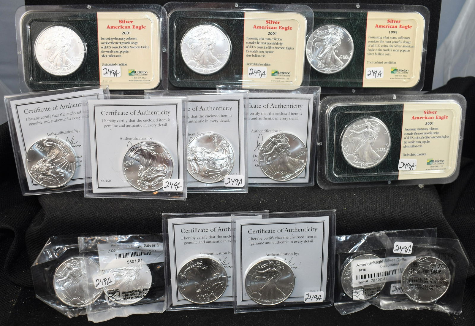 14 MIXED DATE & MINT AMERICAN SILVER EAGLES (1 of 2)