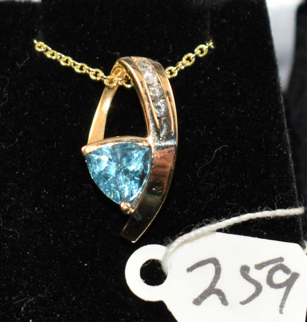 LADIES 1.37CTTW BLUE TOPAZ & DIAMOND 14K PENDANT (1 of 2)