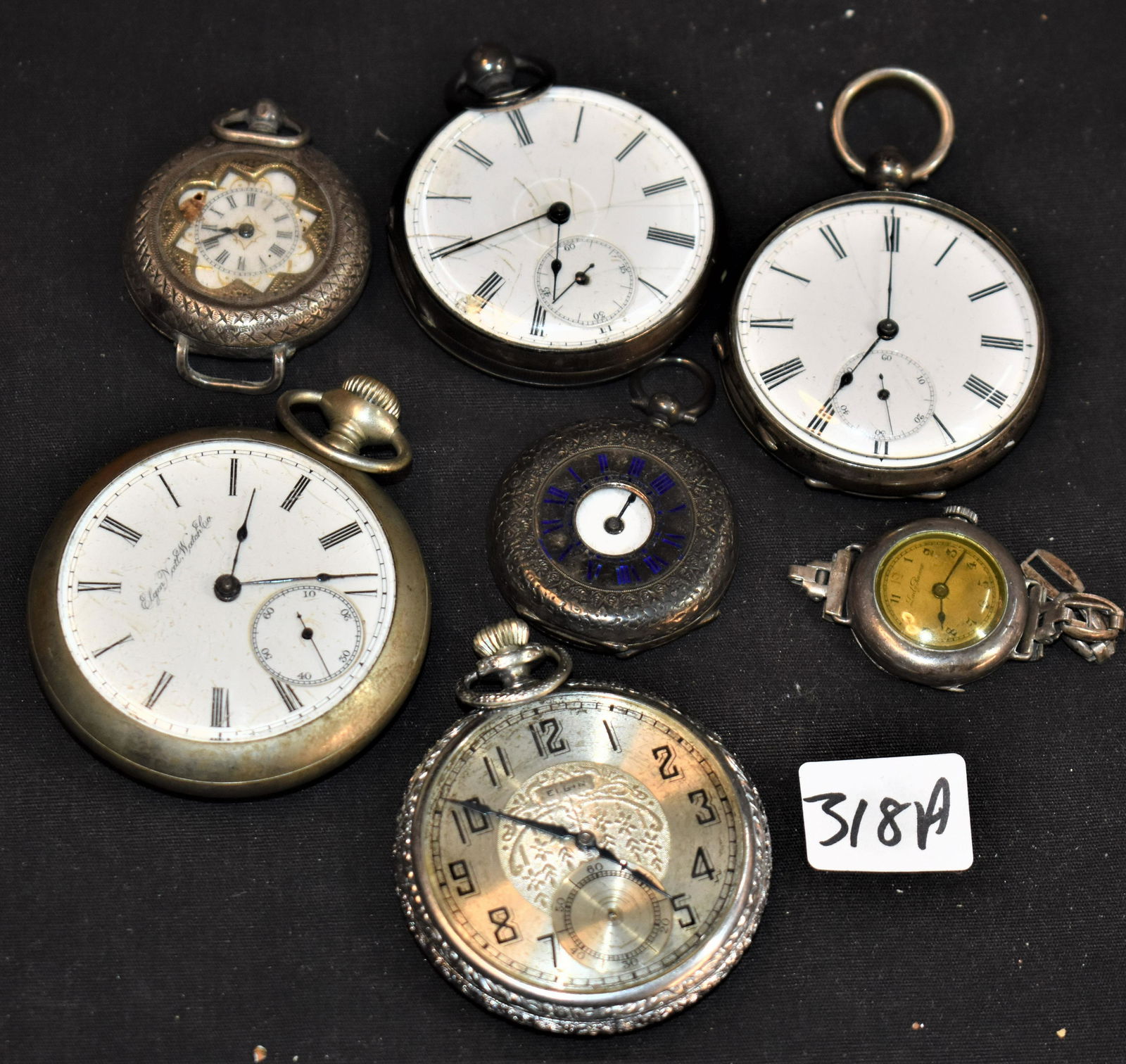 7 MISC SILVER CASE POCKET WATCHES (1 of 1)
