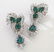 Pair 18K gold, emerald and diamond earrings