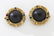 Pair 18K gold, ruby, emerald and sapphire earrings