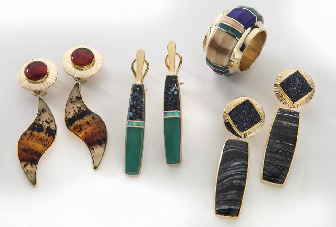 4 Pcs. contemporary 14K gold jewelry, (1 of 6)