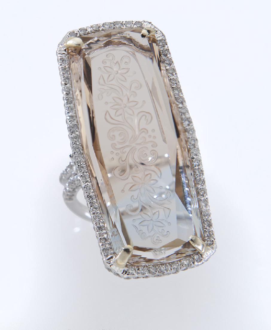 18K gold, diamond and carved topaz ring, (1 of 3)