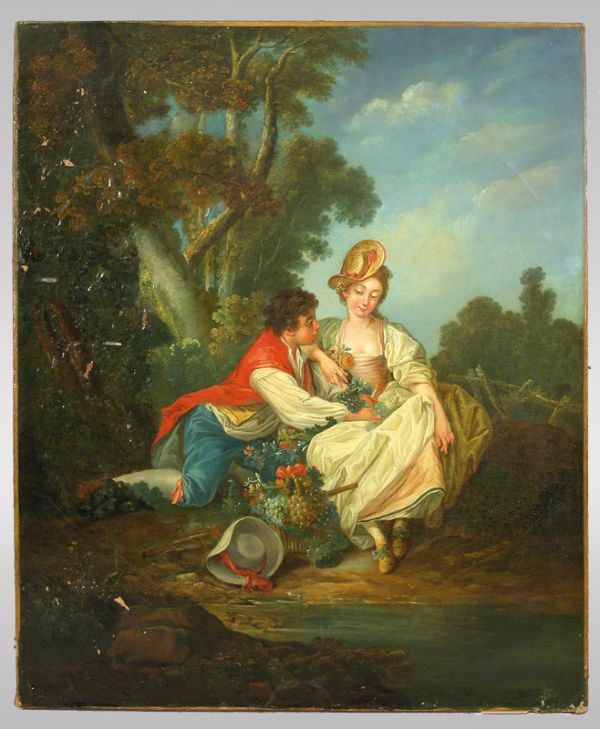 Fine oil on canvas after Franqois Boucher, scene