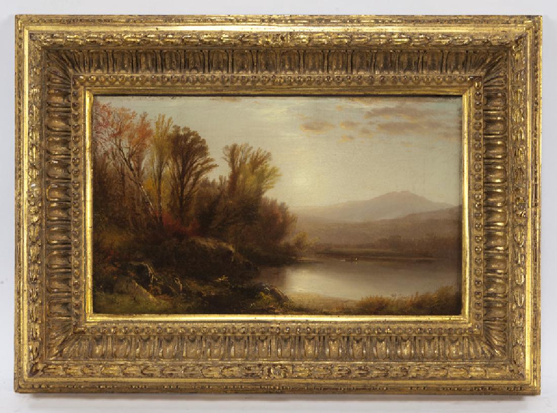 William M. Hart "Early Sun, Lake George" oil on (1 of 6)