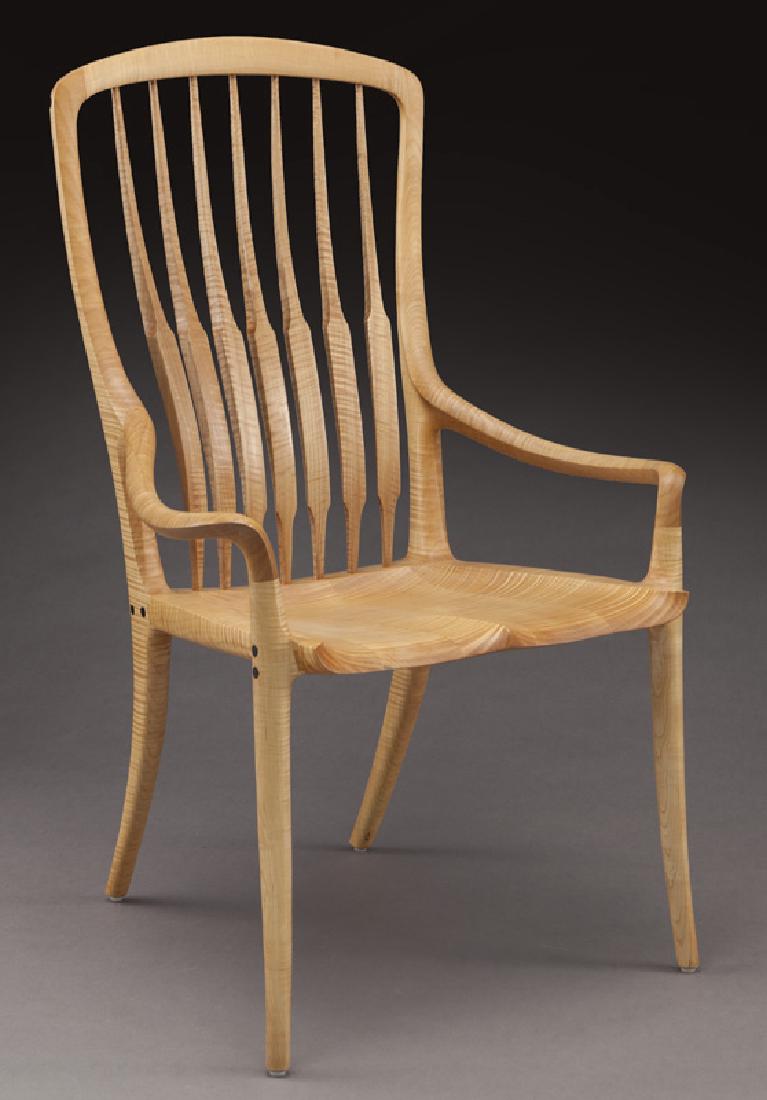 Sam Maloof tiger maple high back armchair. (1 of 11)