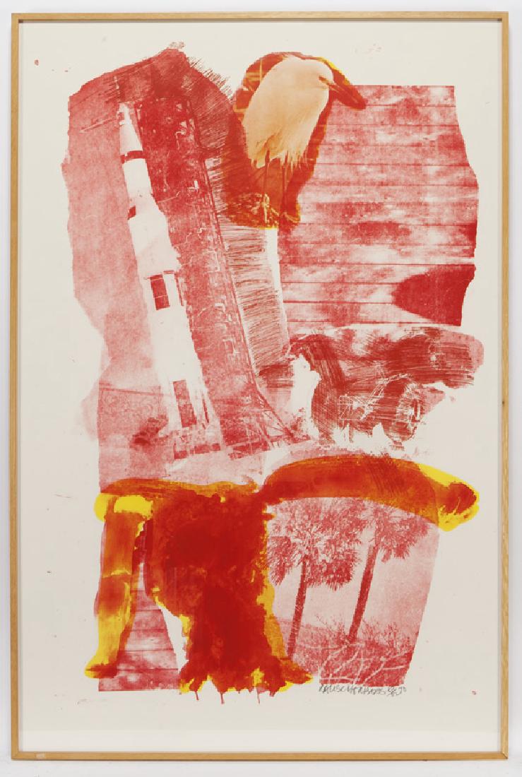 Robert Rauschenberg "Hybrid (from the Stoned Moon: Robert Rauschenberg "Hybrid (from the Stoned Moon Series)" color lithograph, 70. Signed, numbered, and dated lower right, "Rauschenberg 32/52 70" followed by blindstamp of publisher, Gemini G.E.L., Lo